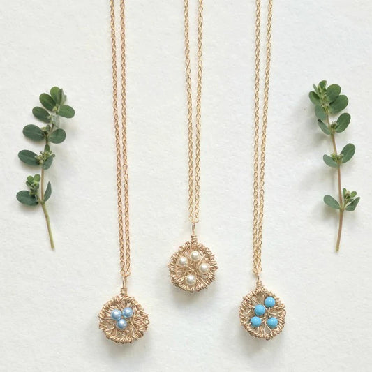Gold Nest Necklace | Choice of Pearls