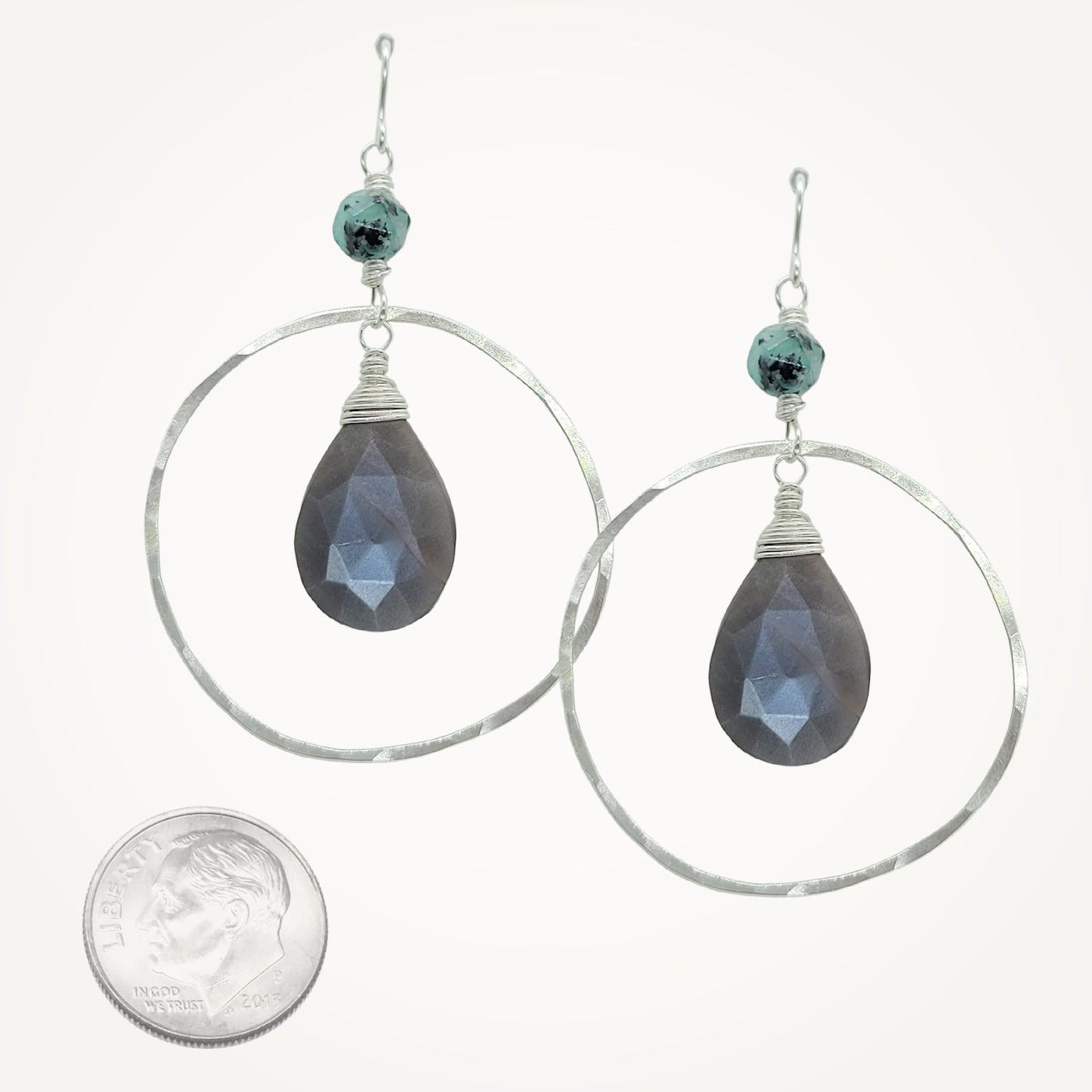 Luna Earrings • Brown Moonstone + Amazonite