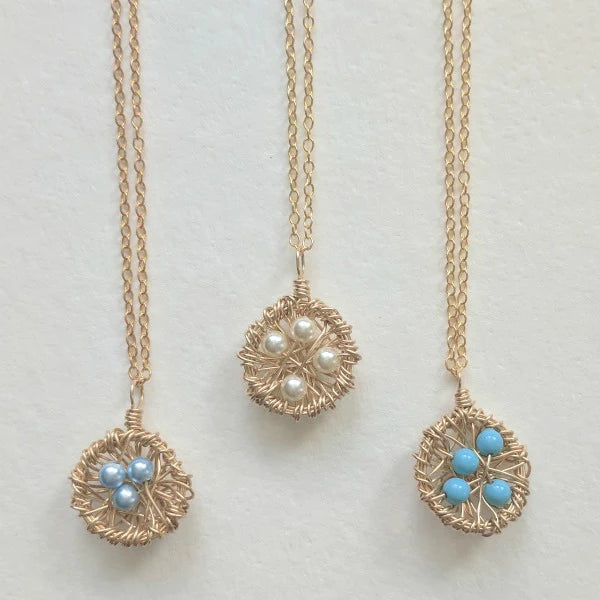 Gold Nest Necklace | Choice of Pearls