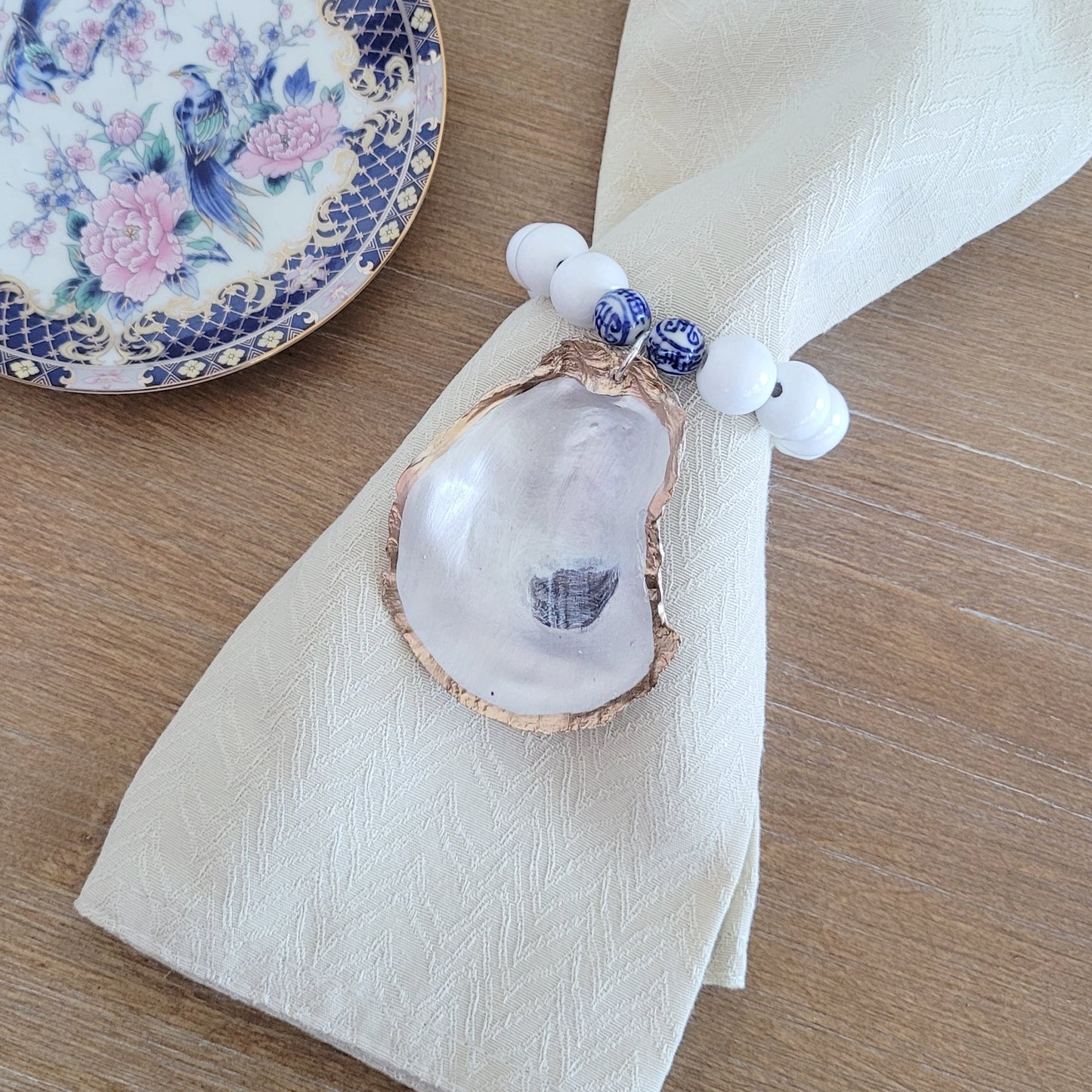 Oyster Shell Beaded Wine Bottle Charm
