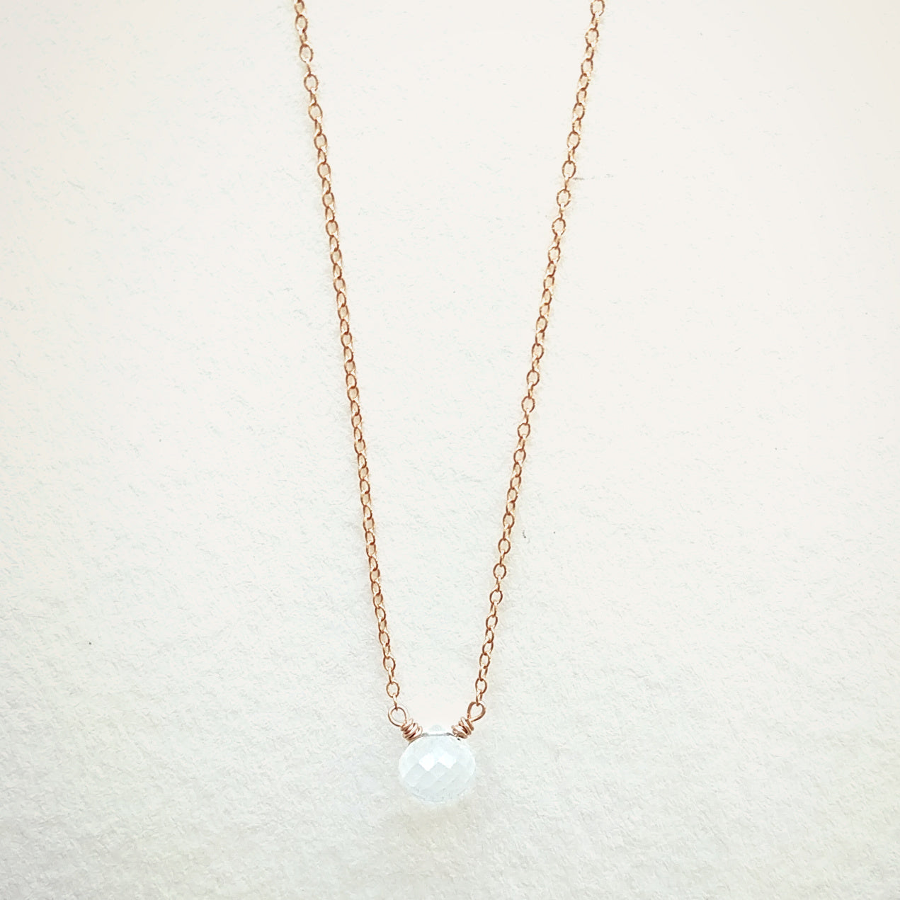 Micro Faceted Moonstone Necklace | Rose Gold Chain