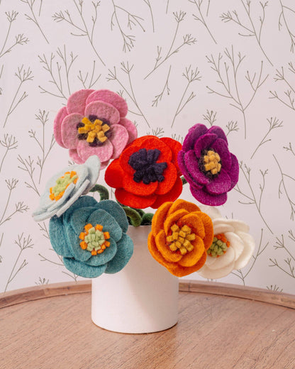 Felt Poppy Flower: Pink