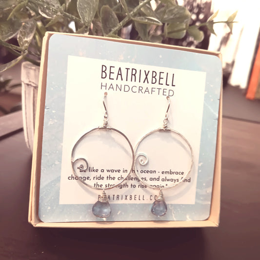 Wave Earrings with Gemstone