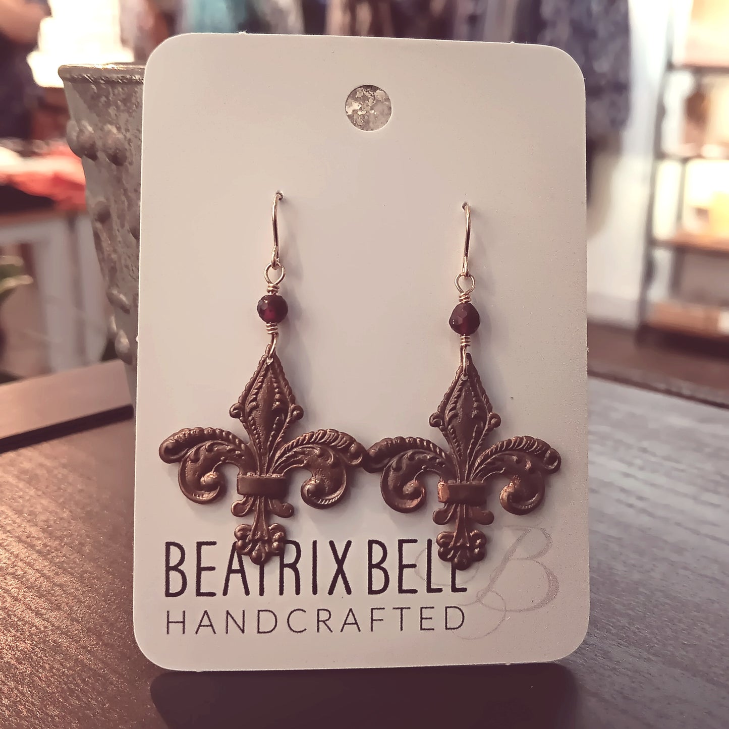 Fleur de Lis Earrings | Garnet