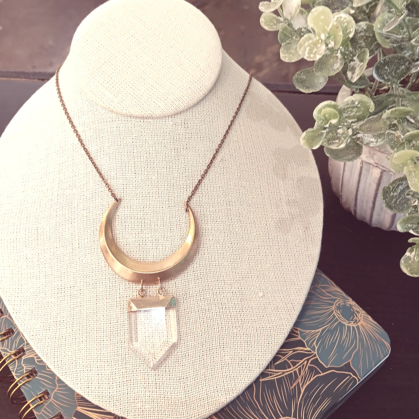 Crescent Necklace | Clear Quartz