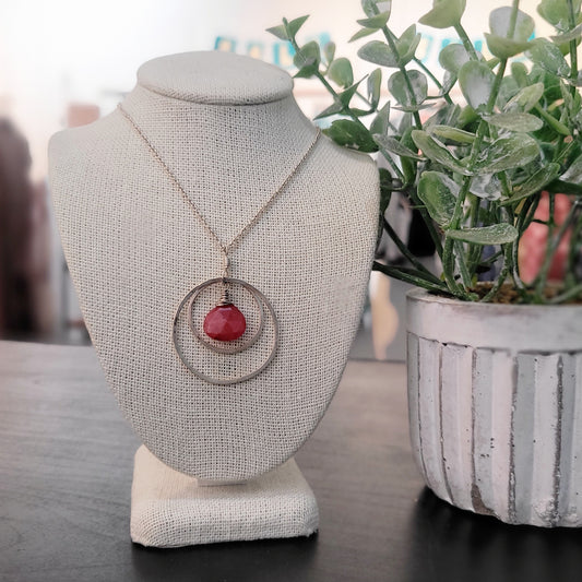 Red Sapphire Orbit Necklace