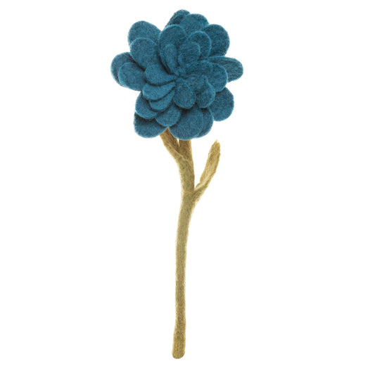 Felt Zinnia: Deep Teal Blue