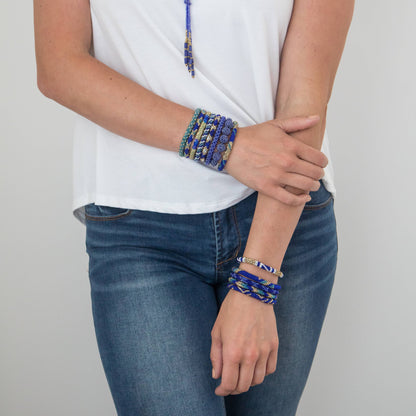 Nepal Fairtrade Bracelets | Dark Blue & Gold