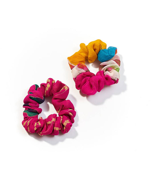 Scrunchies Set of 2 - Assorted Upcycled Sari Fabric
