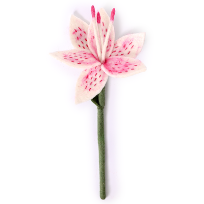 Felt Stargazer Lily Flower: Light Pink
