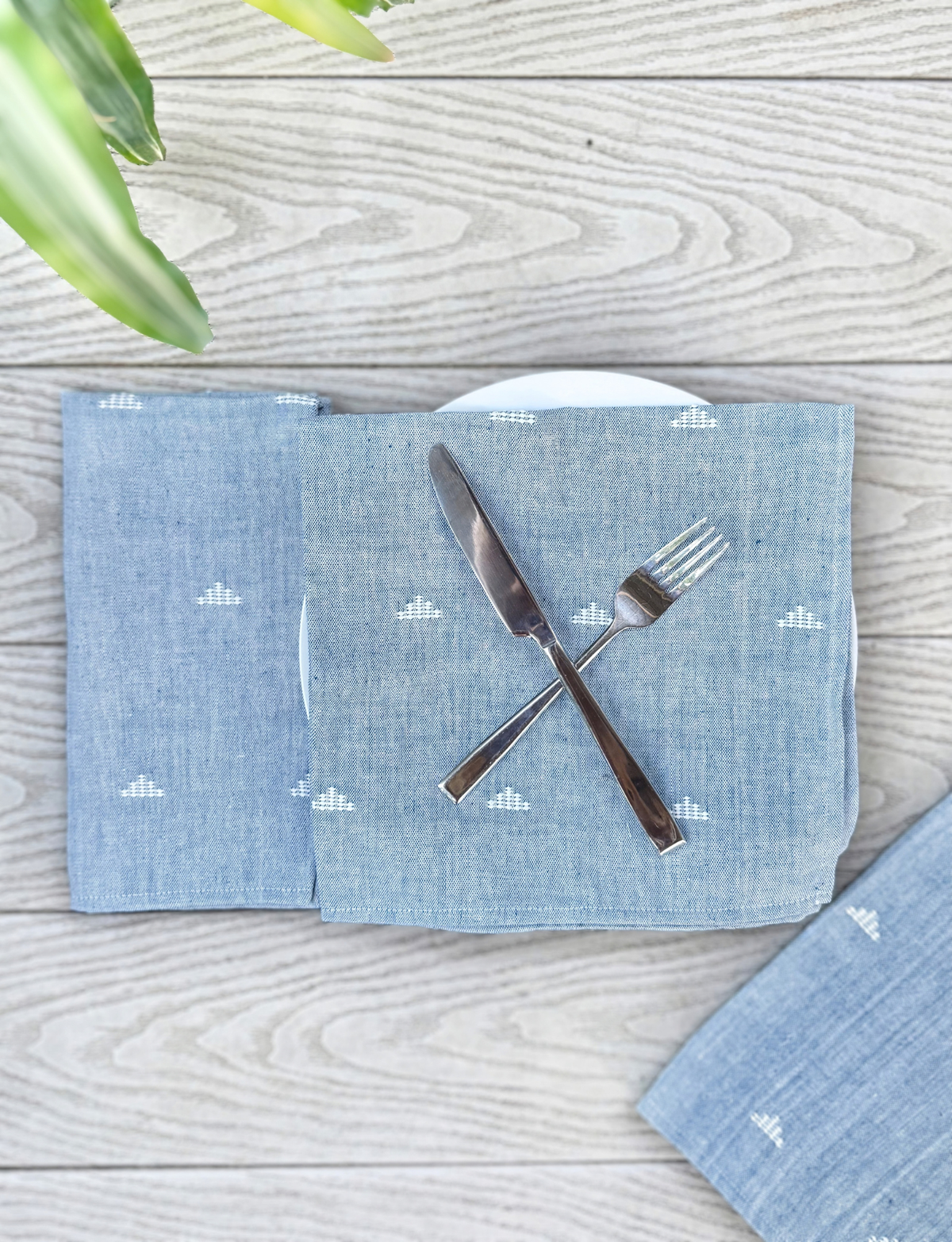 Cloth Napkins- Jamdani Blue - Set of 4 - Passion Lilie - Fair Trade - Sustainable Fashion