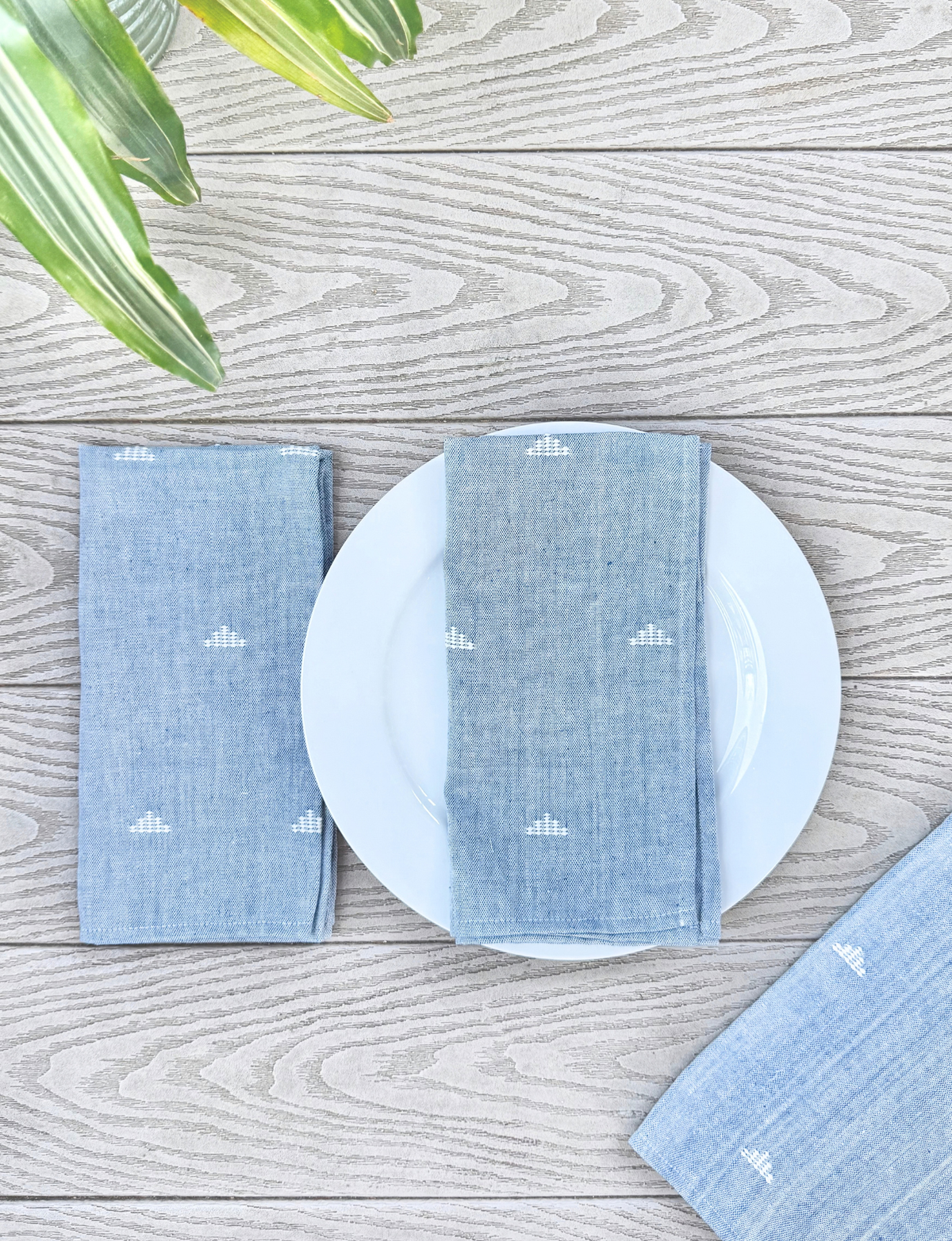 Cloth Napkins- Jamdani Blue - Set of 4 - Passion Lilie - Fair Trade - Sustainable Fashion