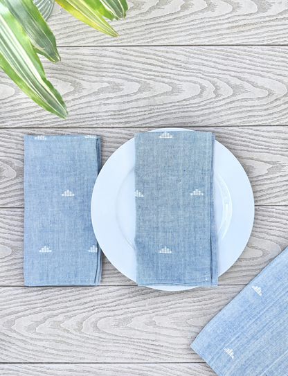Cloth Napkins- Jamdani Blue - Set of 4 - Passion Lilie - Fair Trade - Sustainable Fashion