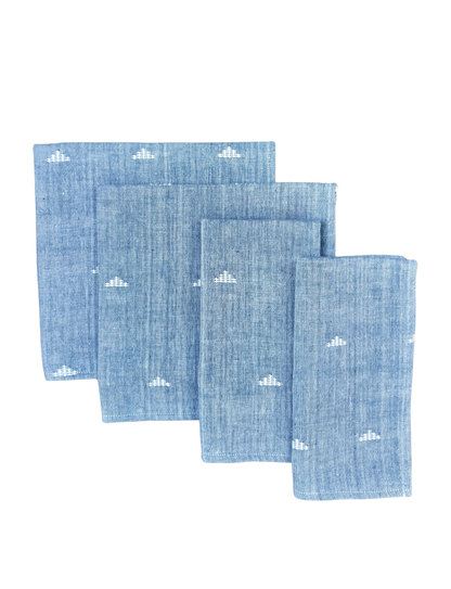 Cloth Napkins- Jamdani Blue - Set of 4 - Passion Lilie - Fair Trade - Sustainable Fashion