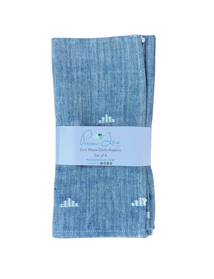 Cloth Napkins- Jamdani Blue - Set of 4 - Passion Lilie - Fair Trade - Sustainable Fashion