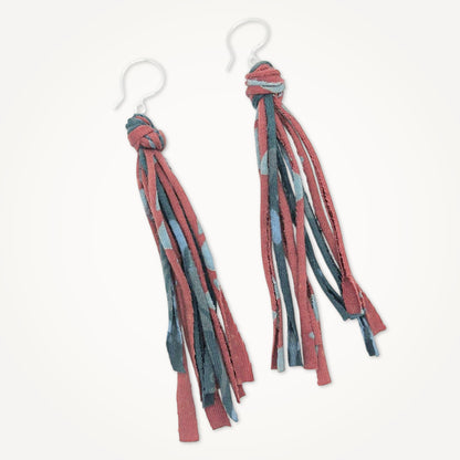 Zero Waste Red & Green Fringe Earrings
