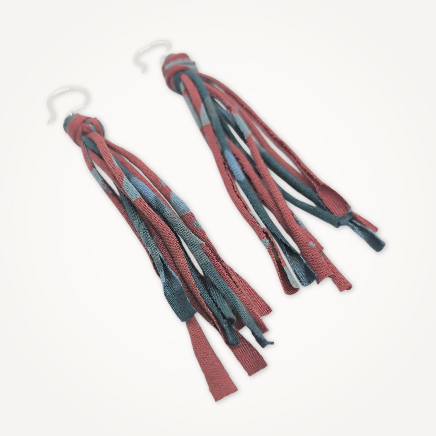 Zero Waste Red & Green Fringe Earrings
