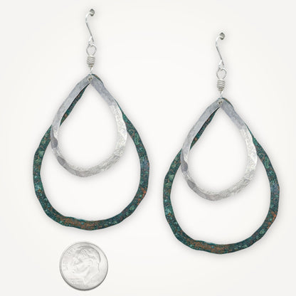 Mixed Metal Organic Teardrop Earrings