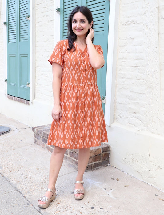 Pumpkin Spice Organic Cotton Button Dress
