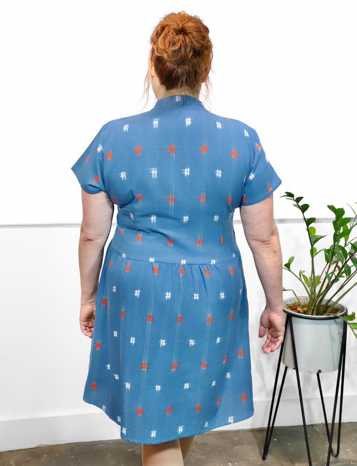 Azure Wash Organic Cotton Button Dress - Passion Lilie