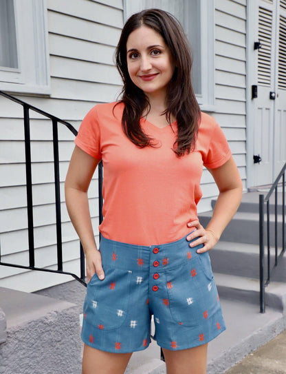 Azure Wash Organic Cotton Shorts - Passion Lilie