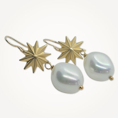 Starburst Earrings, Baroque Glass Pearl