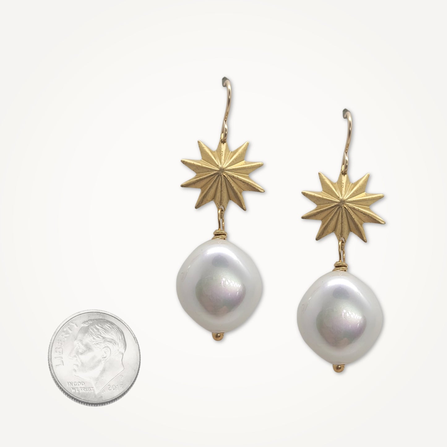 Starburst Earrings, Baroque Glass Pearl