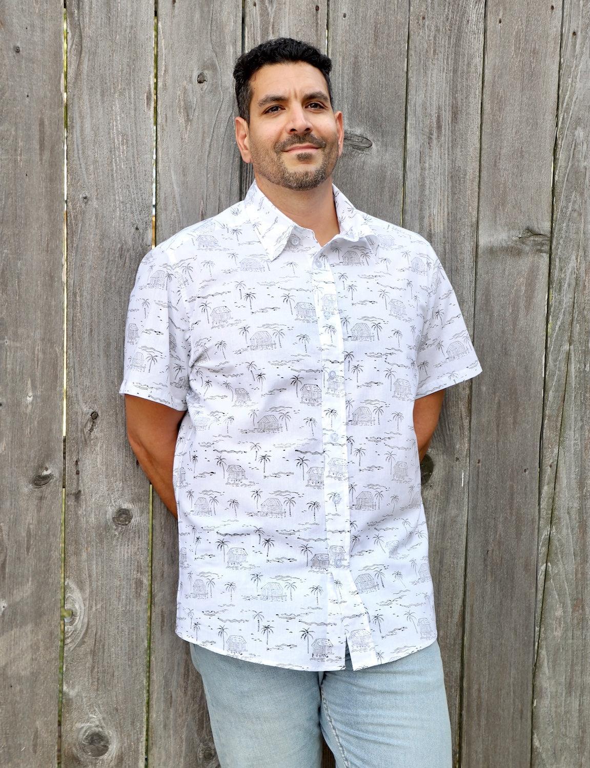 Bayou Cottage Organic Cotton Men's Button Down Shirt - Passion Lilie