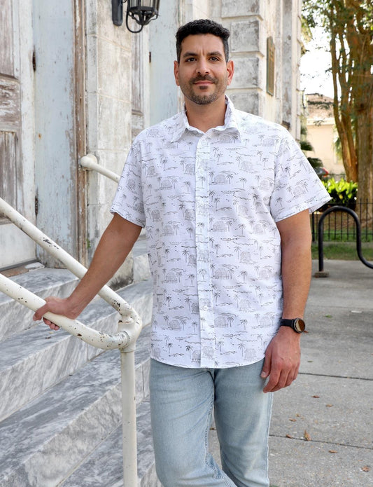 Bayou Cottage Organic Cotton Men's Button Down Shirt - Passion Lilie