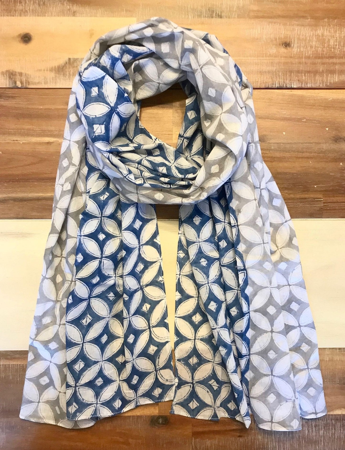 Blue & Grey Diamond Scarf - Passion Lilie