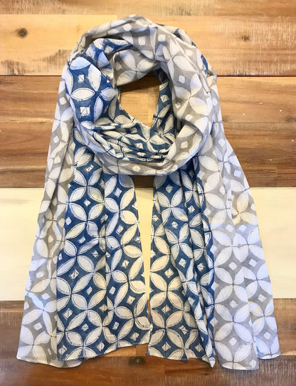 Blue & Grey Diamond Scarf - Passion Lilie
