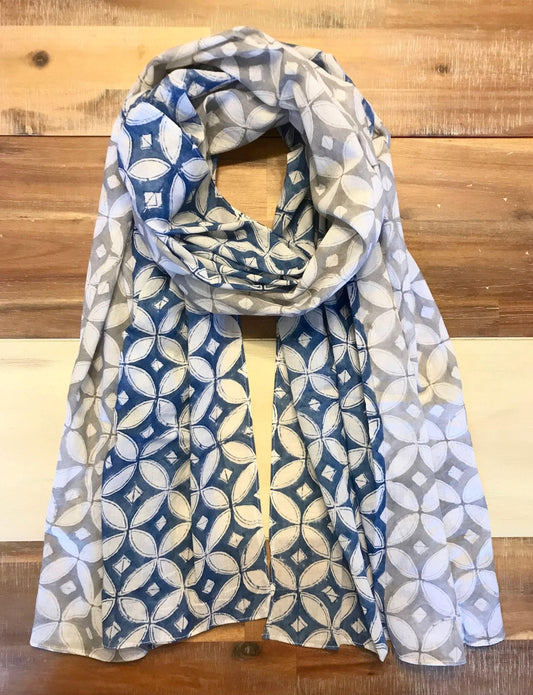 Blue & Grey Diamond Scarf - Passion Lilie