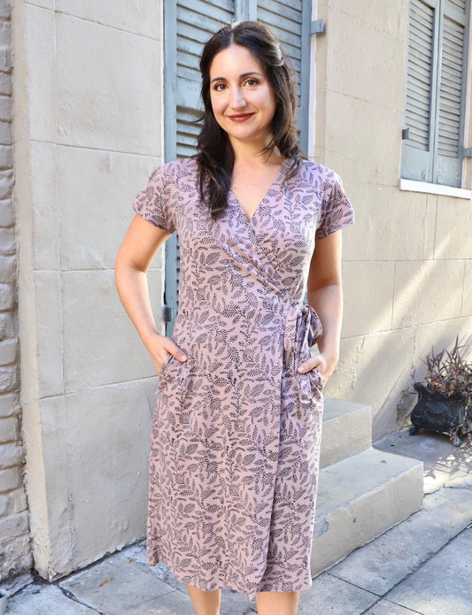 Botanical Bliss Organic Wrap Dress - Passion Lilie
