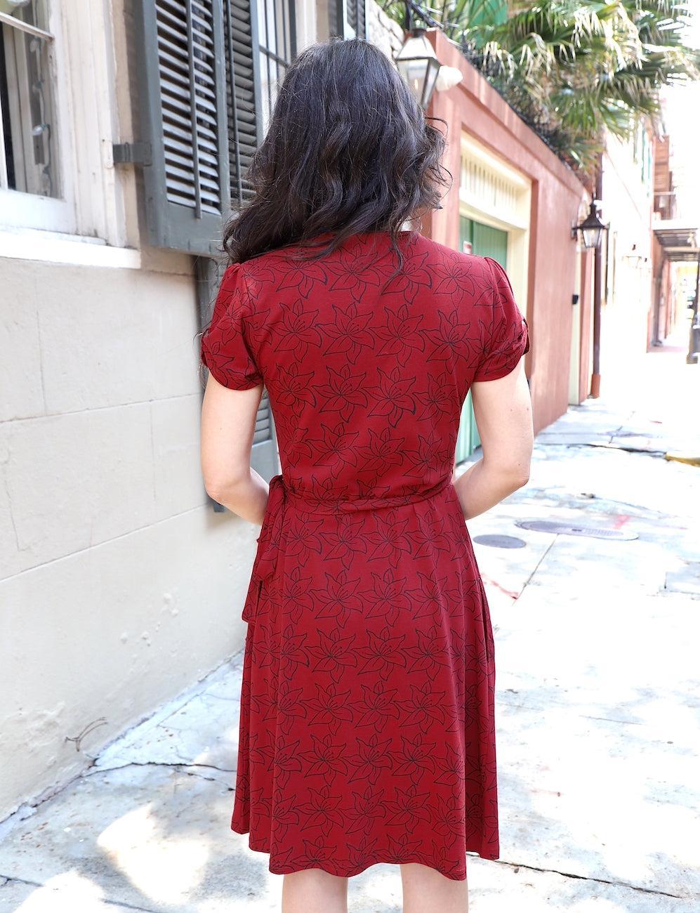 Cabernet Organic Wrap Dress - Passion Lilie