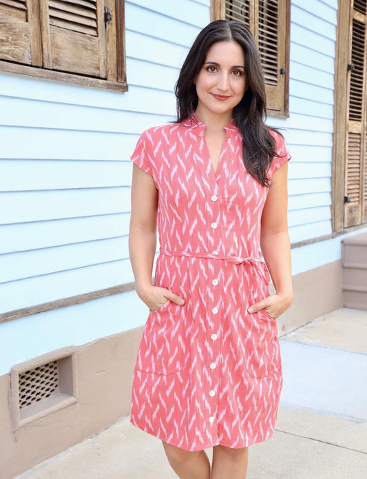 Calypso Coral Button Dress - Passion Lilie