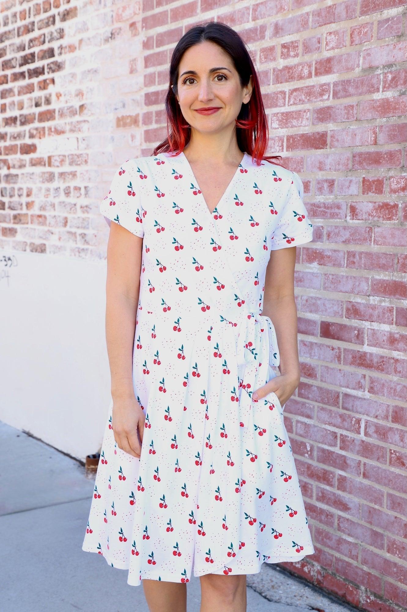 Cherry Organic Wrap Dress - Passion Lilie