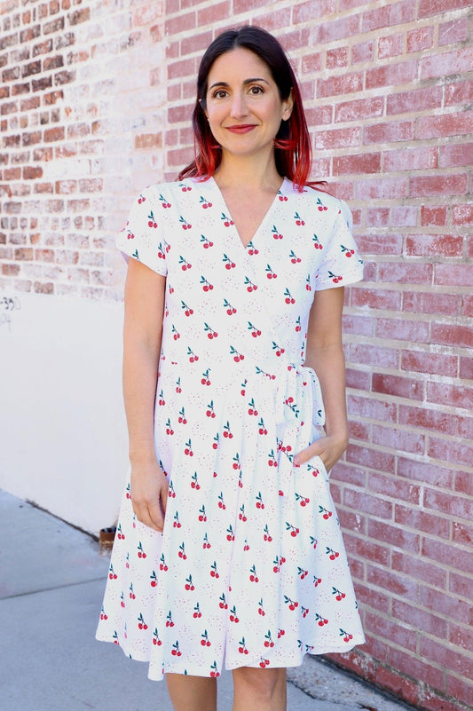 Cherry Organic Wrap Dress - Passion Lilie