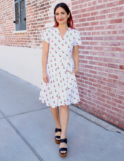 Cherry Organic Wrap Dress - Passion Lilie