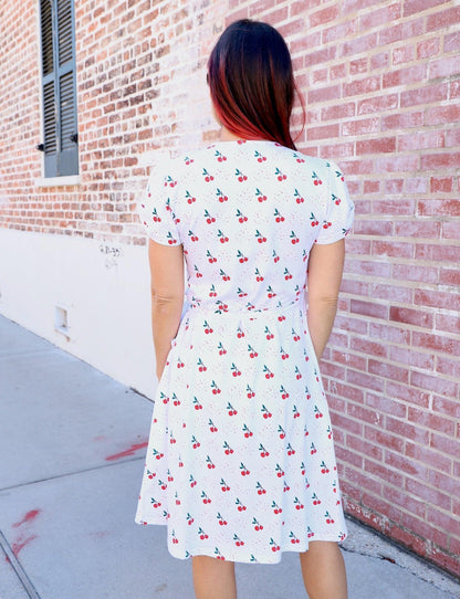Cherry Organic Wrap Dress - Passion Lilie