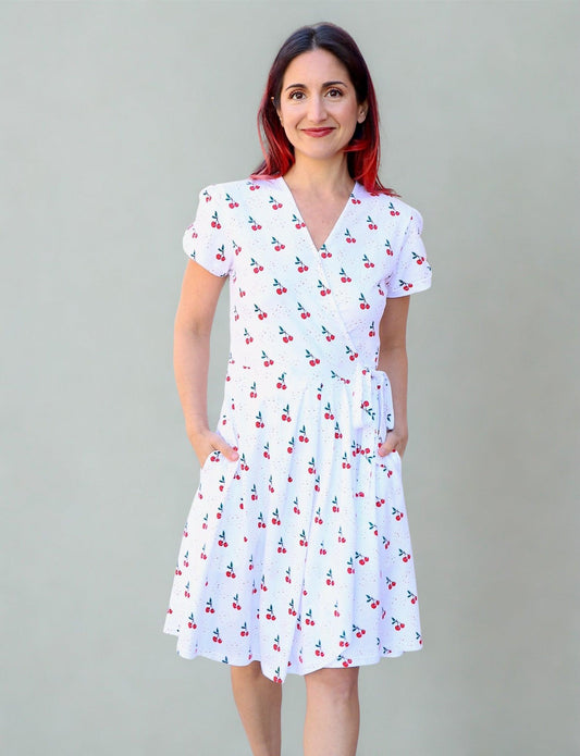 Cherry Organic Wrap Dress - Passion Lilie