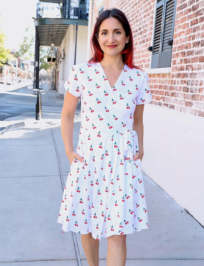 Cherry Organic Wrap Dress - Passion Lilie