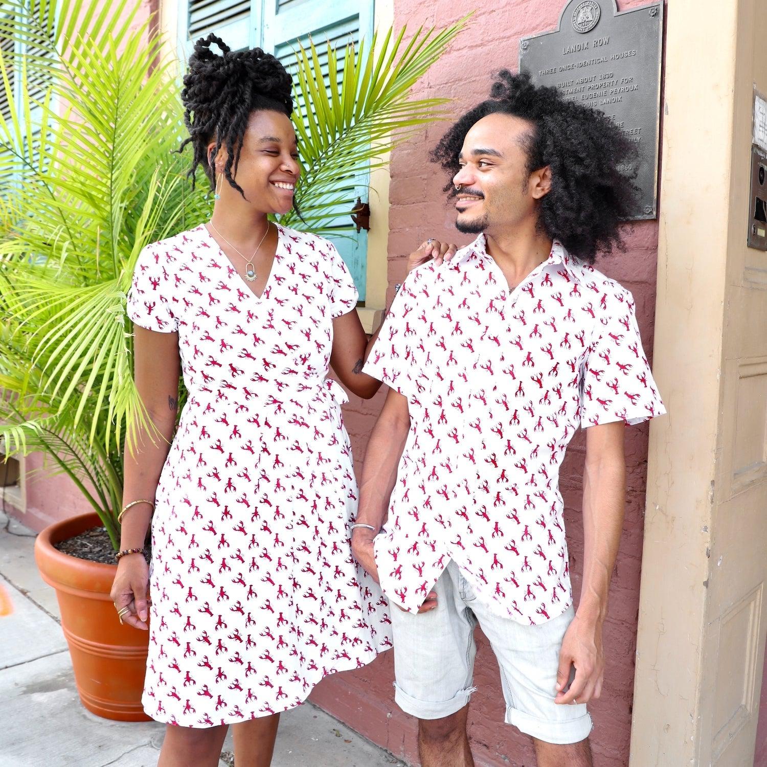Crawfish Organic Cotton Men's Button Down Shirt - Passion Lilie