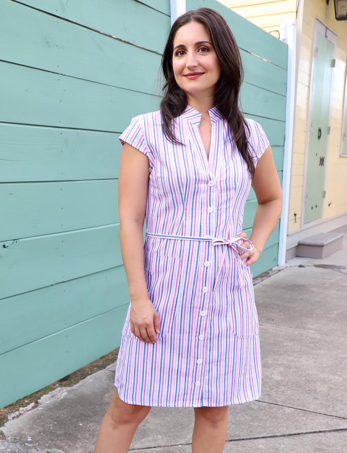 Dreamy Stripe Button Dress - Passion Lilie