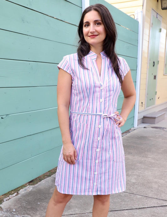 Dreamy Stripe Button Dress - Passion Lilie