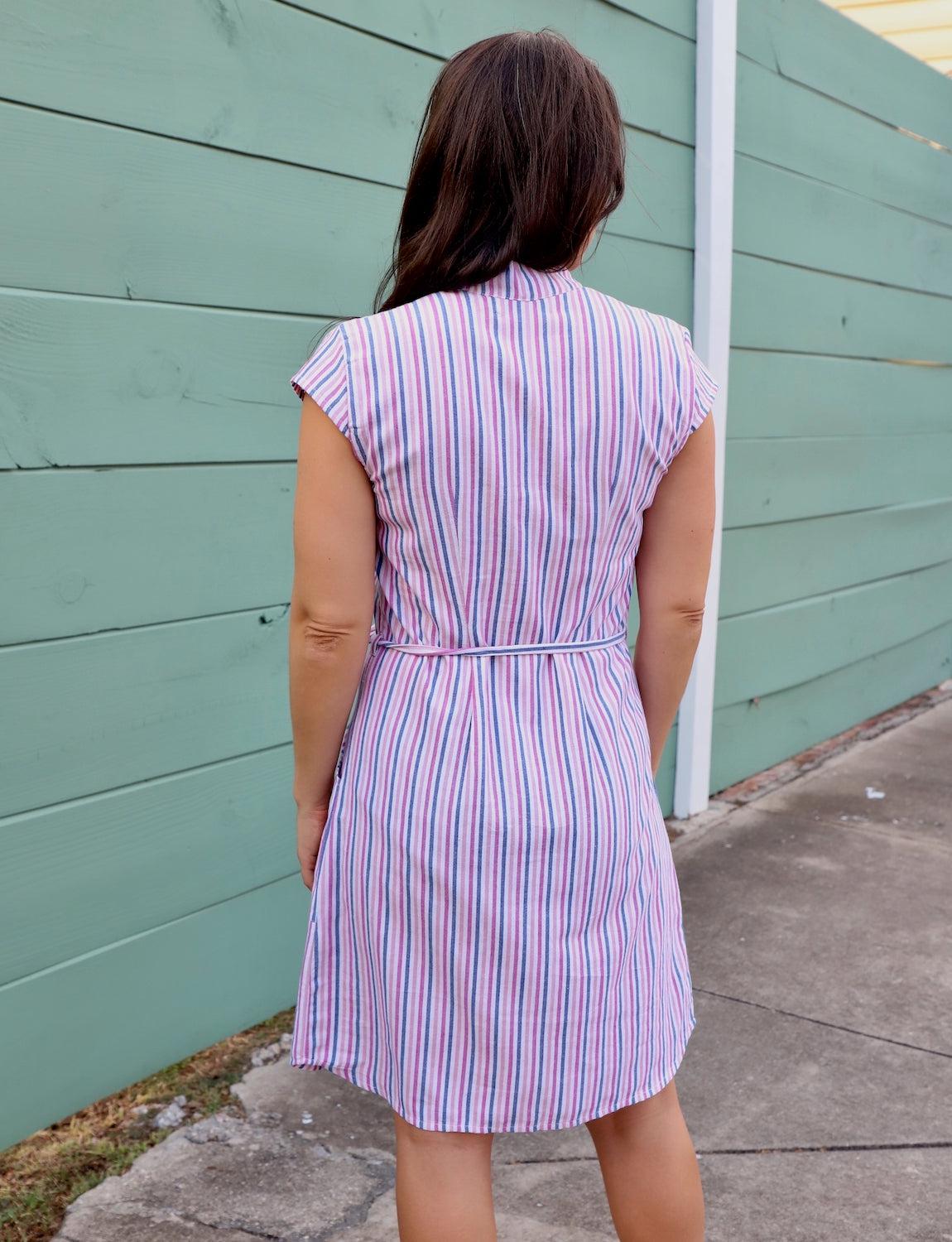 Dreamy Stripe Button Dress - Passion Lilie