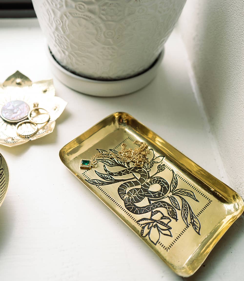 Snake Dish Catch Al Jewelry Tray | Etched Brass