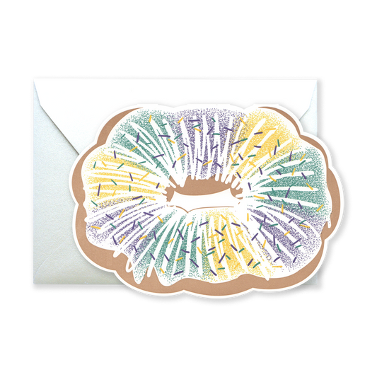 King Cake Letterpress Mardi Gras Card