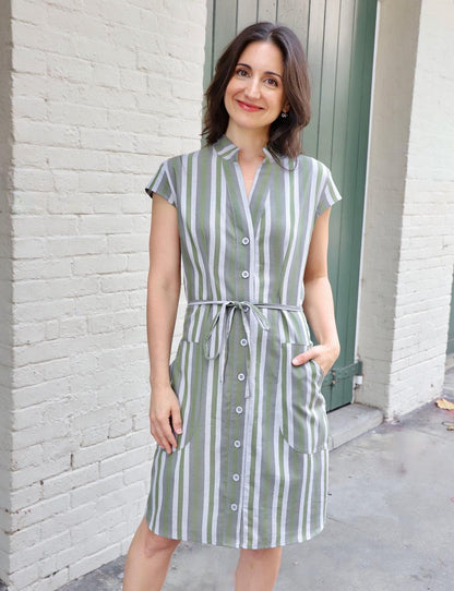 Earth Toned Organic Cotton Button Dress - Passion Lilie