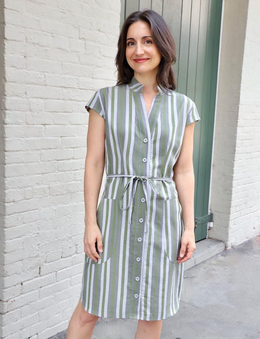 Earth Toned Organic Cotton Button Dress - Passion Lilie