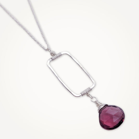 Amethyst Petite Rectangle Necklace